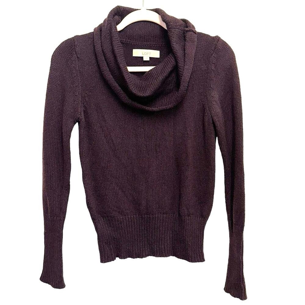 LOFT Wool Blend Cowl Neck Sweater XS Purple Knit Long Sleeve